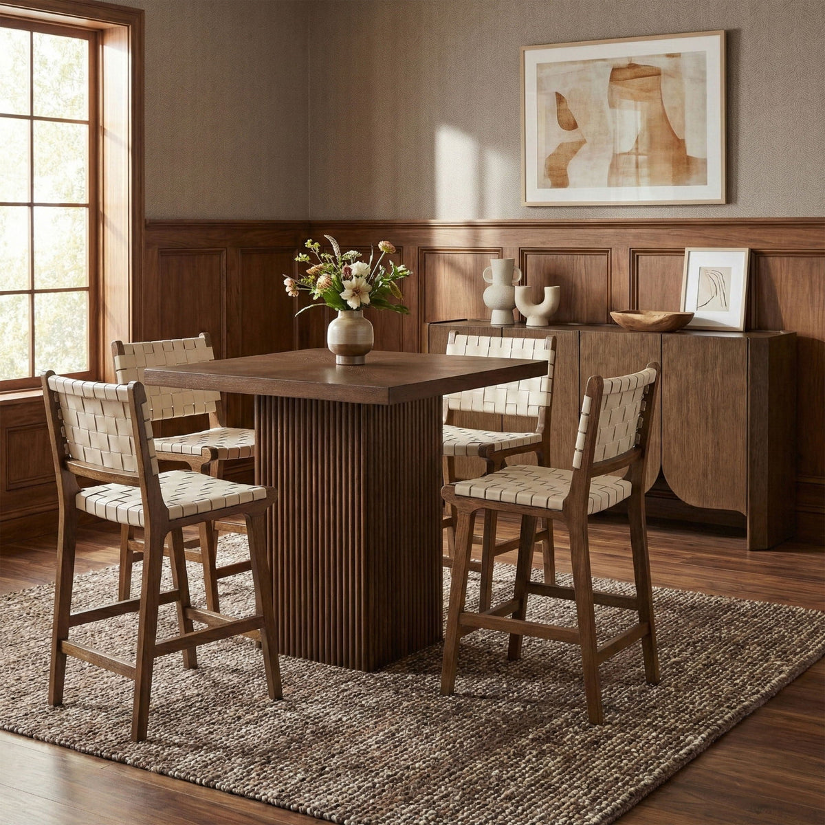 Entwine - Vegan Leather Upholstered Counter Stool - Painted Brown