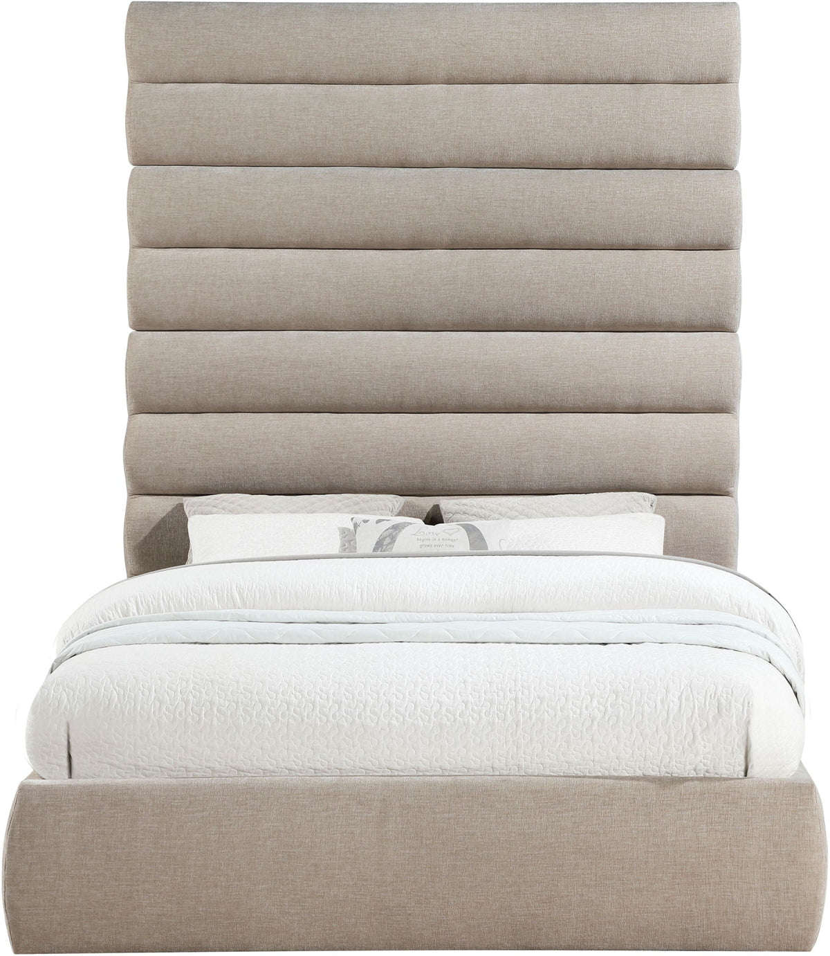 Adam - Chenille Fabric Bed With 89" Headboard