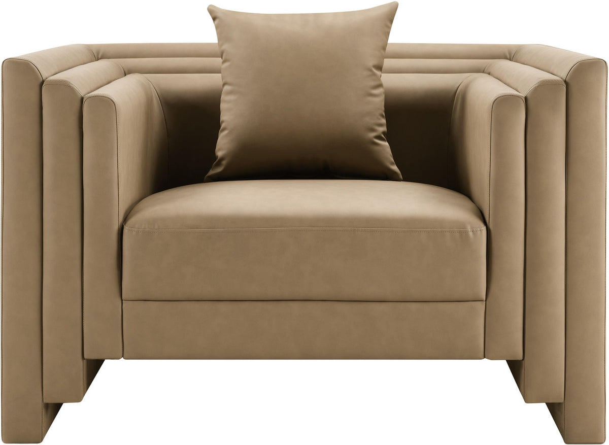 Everett - Vegan Leather Upholstered Chair - Tan