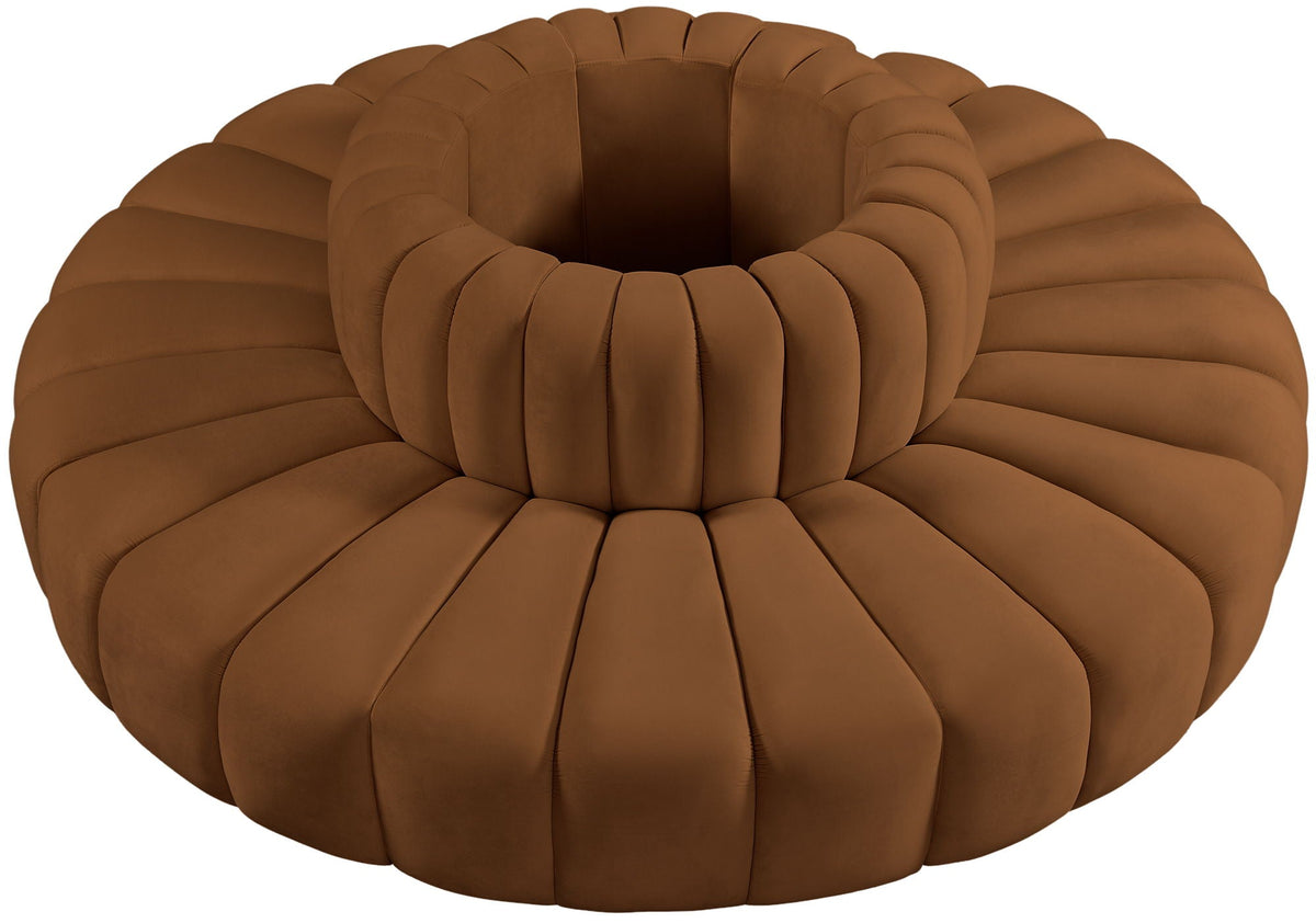 Arc - Velvet 8 Piece Round Modular Sofa - Saddle