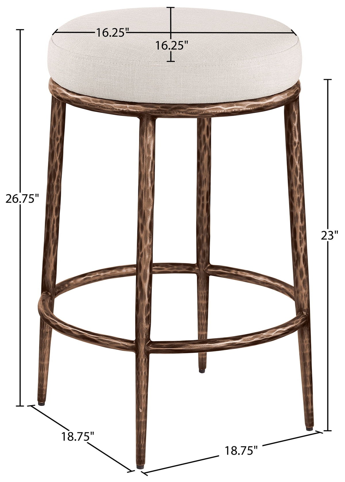 Ferro - Upholstered Backless Counter Stool With Brushed Bronze Base