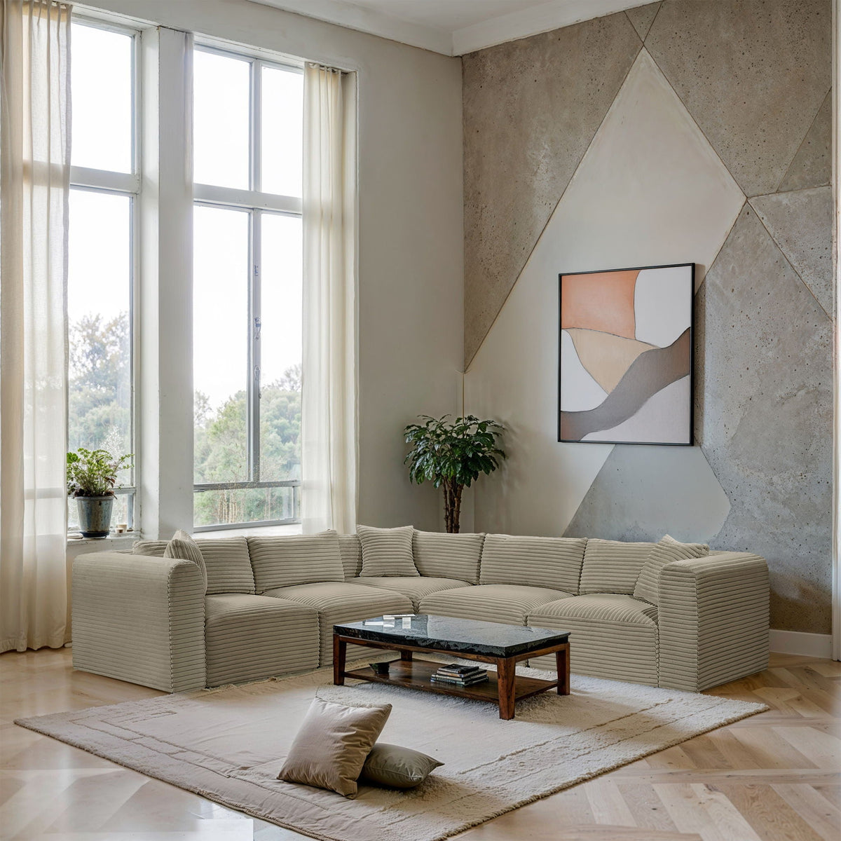 Shaggy - 5 Piece Modular Corner Sectional