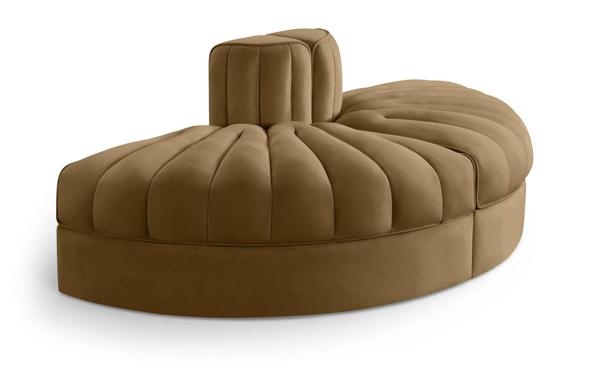 Rummi - Velvet Performance Fabric Upholstered 2 Piece  Rounded Modular Loveseat