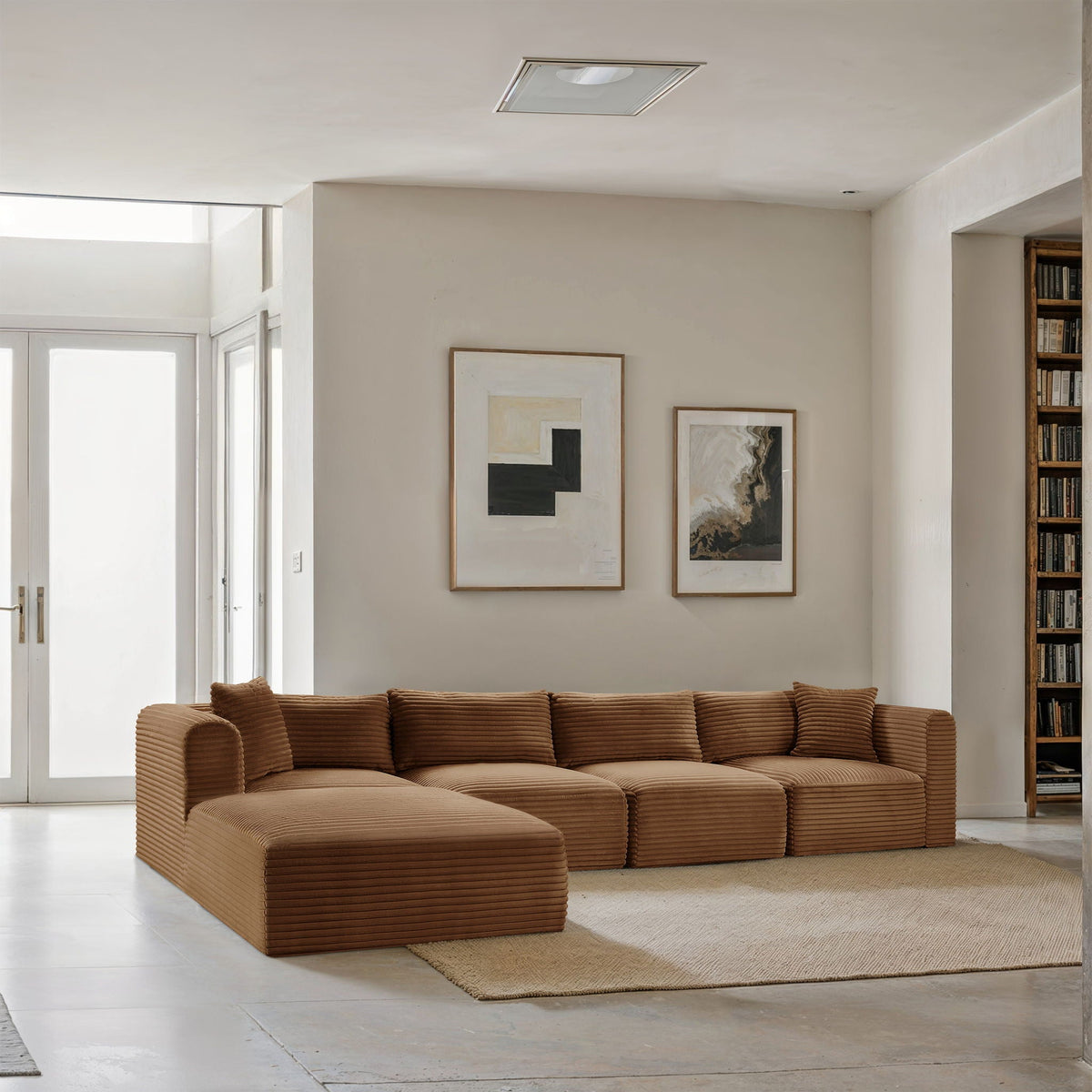 Shaggy - Fabric 5 Piece Modular Sectional With Ottoman