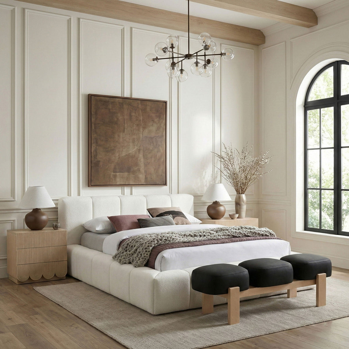 Woodcrest - Vegan Leather Upholstered Bench - Painted Natural Base