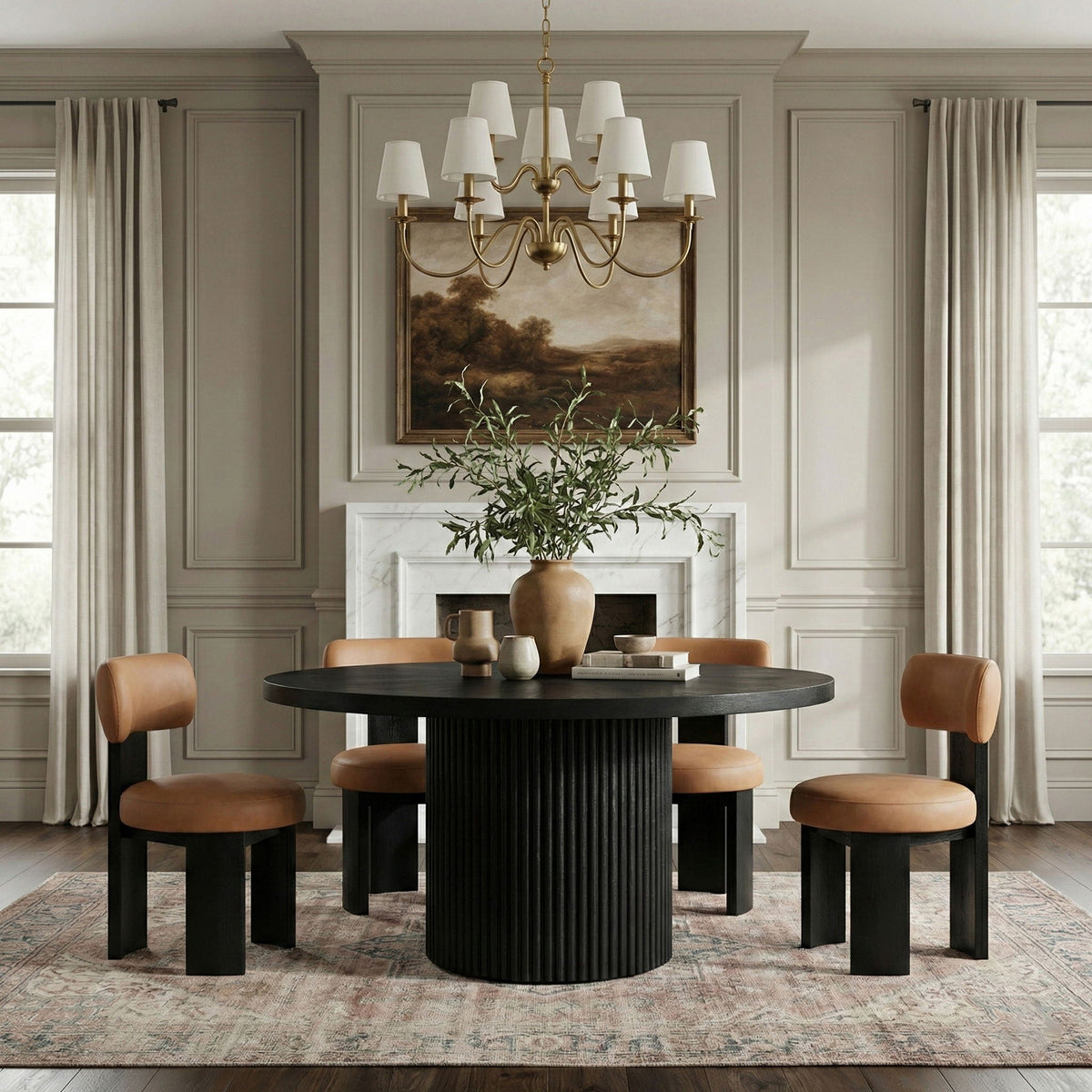 Atelier - Vegan Leather Upholstered Dining Chair (Set of 2) - Black Frame