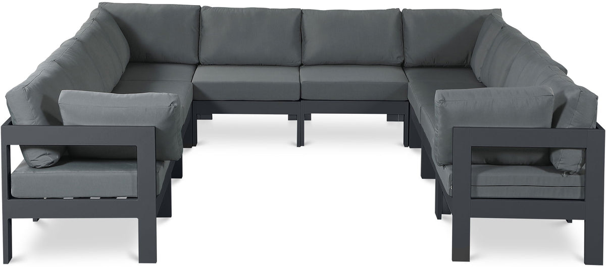 Nizuc - Outdoor Patio 10 Piece Modular Sectional With Gray Frame