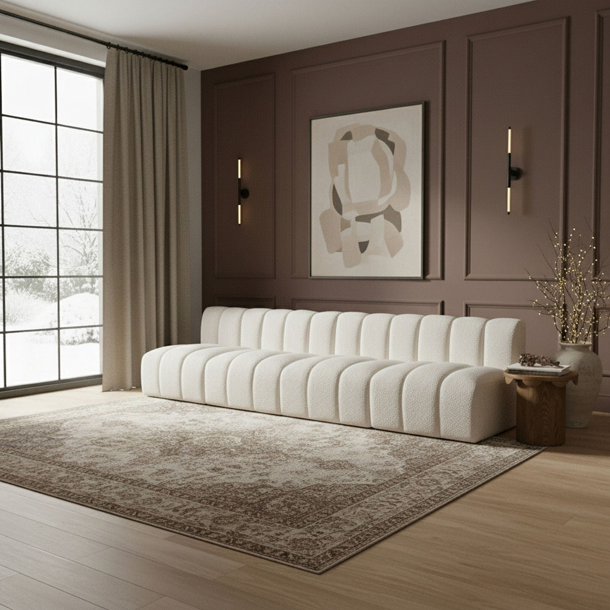 Arc - Boucle Fabric 4 Seats Modular Sofa