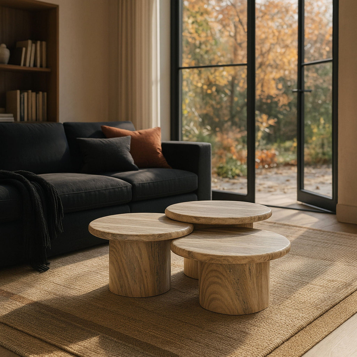 Emara - 3 Piece Concrete And Fiberglass Indoor / Outdoor Coffee Table