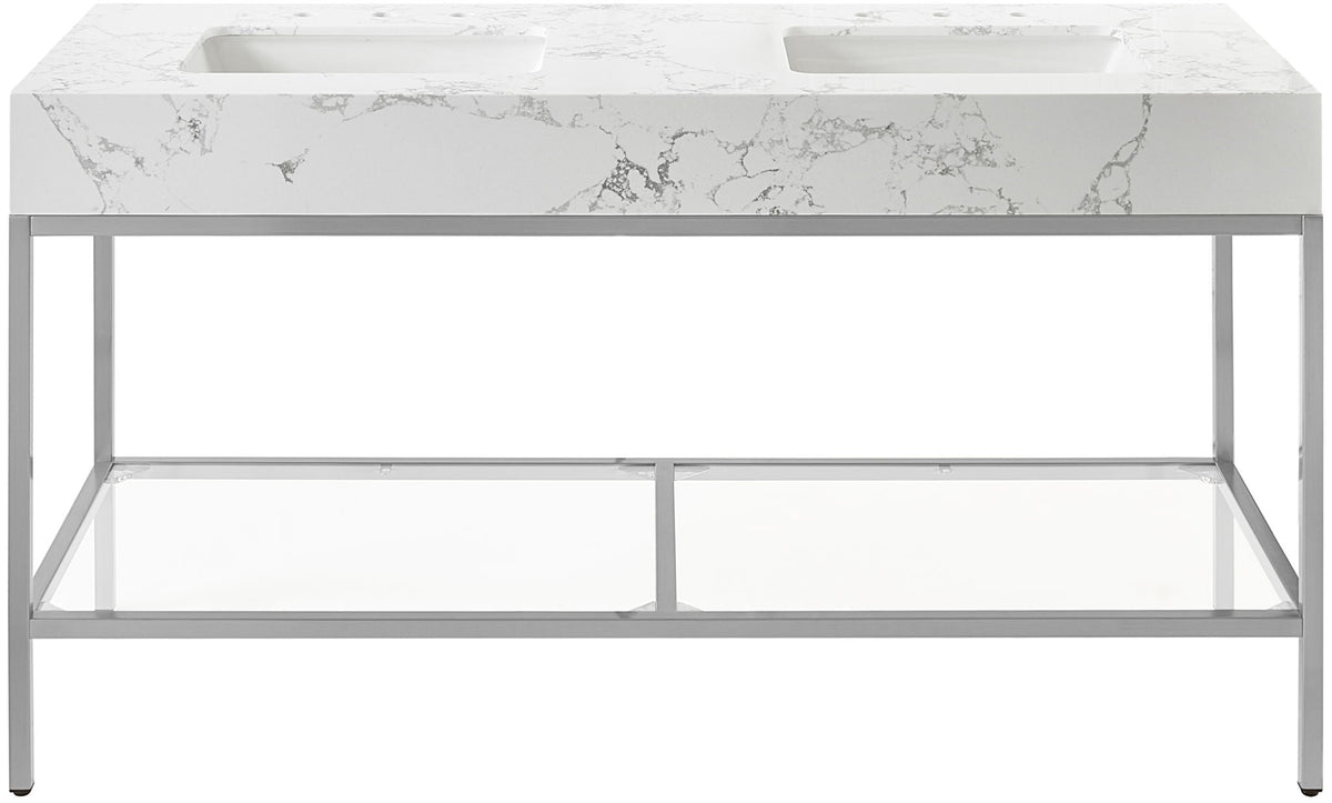 Marmo - Engineered Marble Bathroom Vanity With Chrome Base