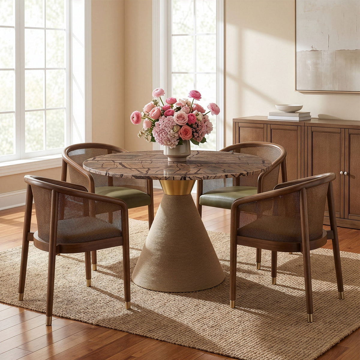 Baleen - Genuine Marble And Jute Dining Table