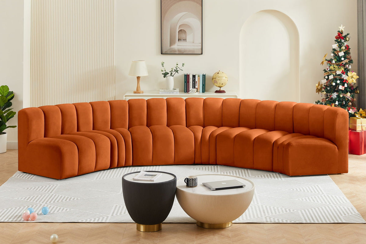 Arc - Velvet 6 Piece U-Shaped Modular Sofa