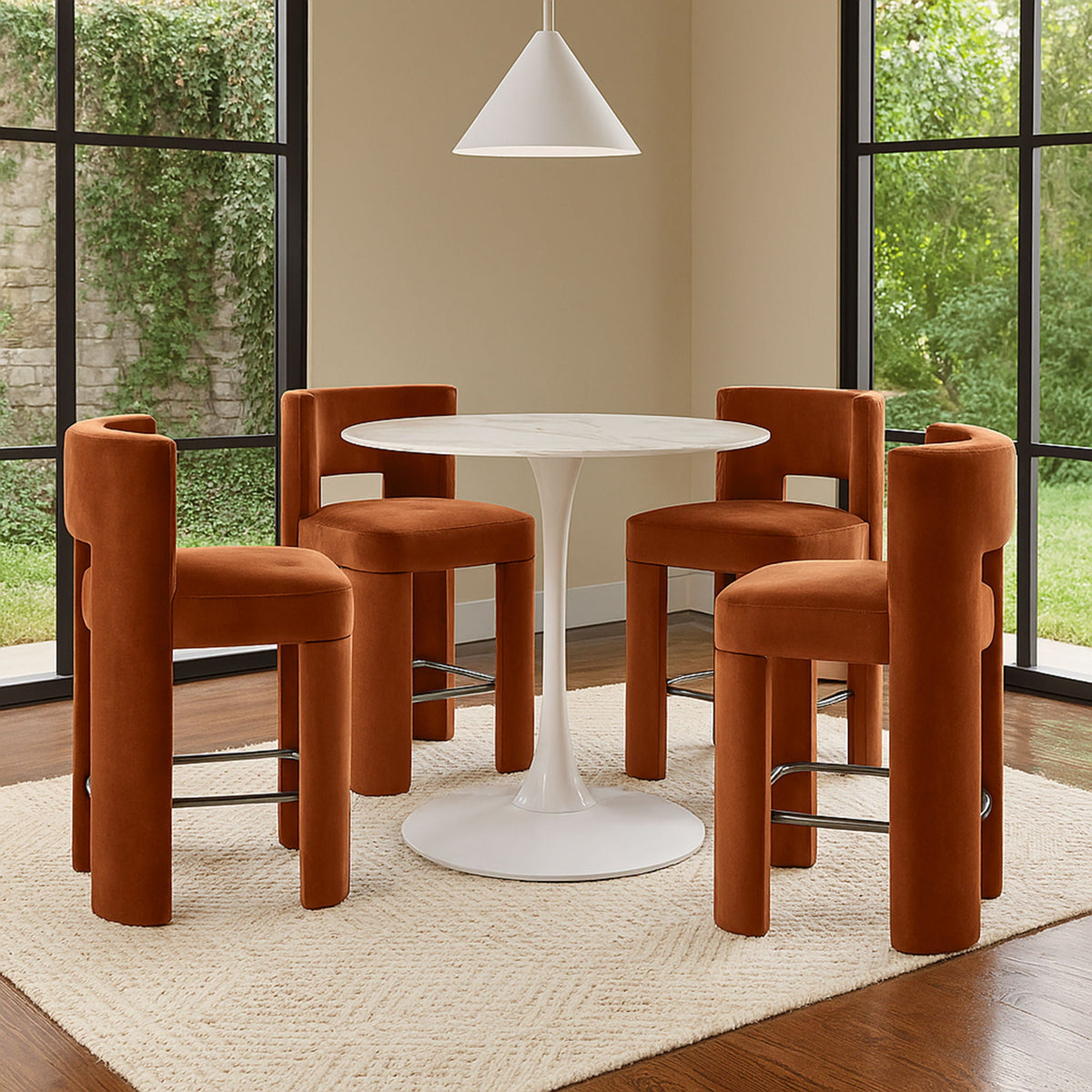 Zuno - Velvet Performance Fabric Upholstered Counter Stool (Set of 2)
