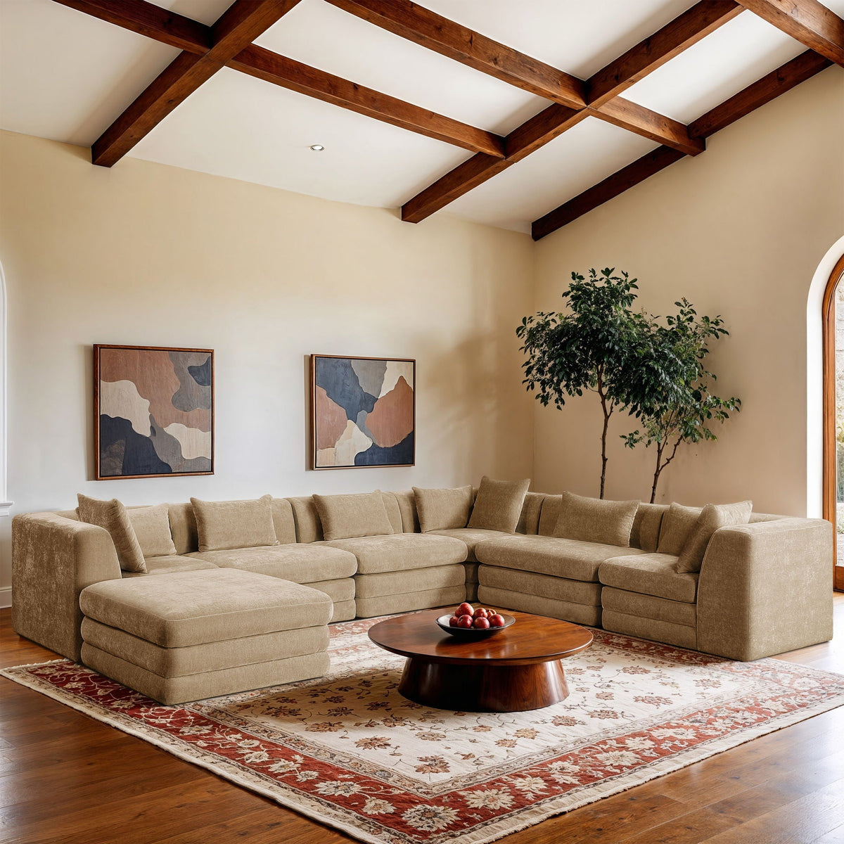 Stellar - 7 Piece Chenille Fabric Upholstered Modular Sectional