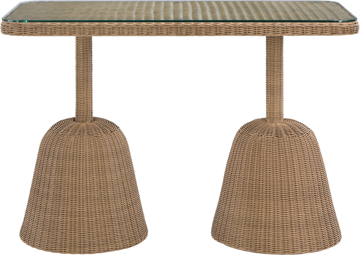 Seacrest - Tempered Glass Top And Wicker Outdoor Patio Bar Height Table