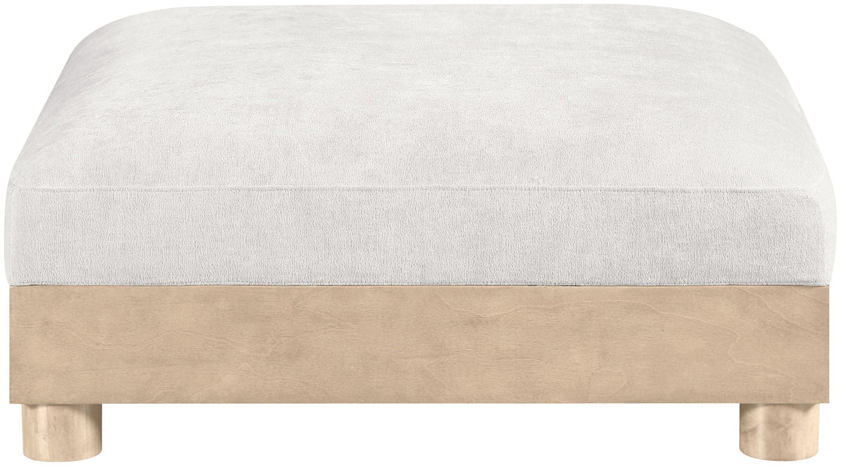 Turin - Chenille Fabric Upholstered Modular Ottoman - Natural Base