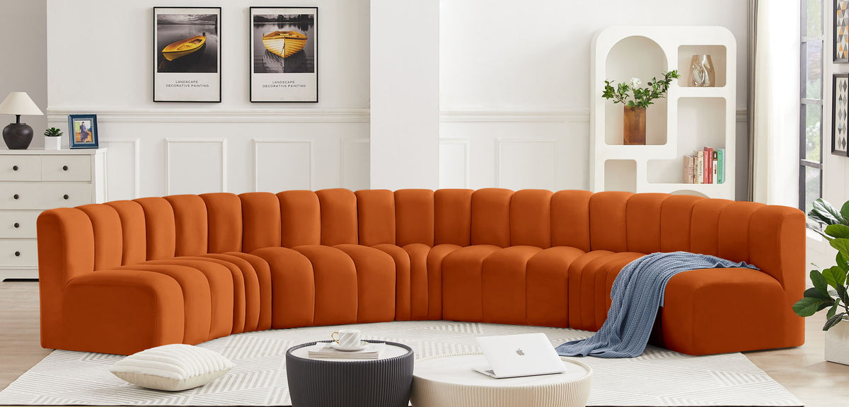 Arc - Velvet 7 Piece U-Shaped Modular Sofa