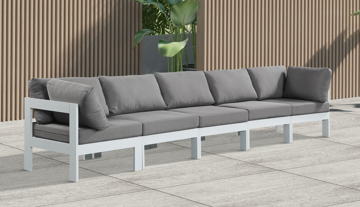 Nizuc - Outdoor Patio 5 Seat Modular Sofa With White Frame