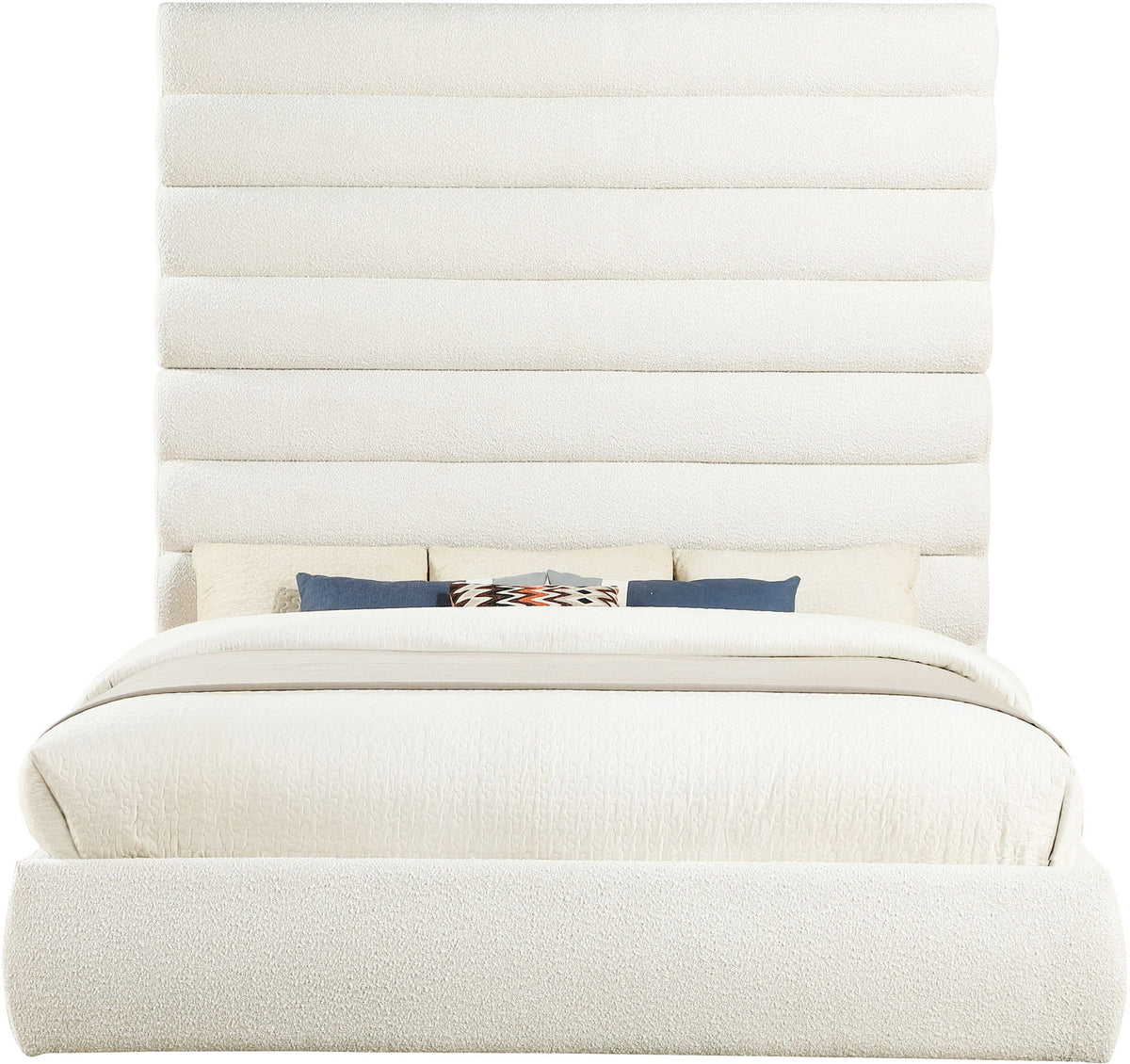 Adam - Boucle Fabric Bed With 89" Headboard