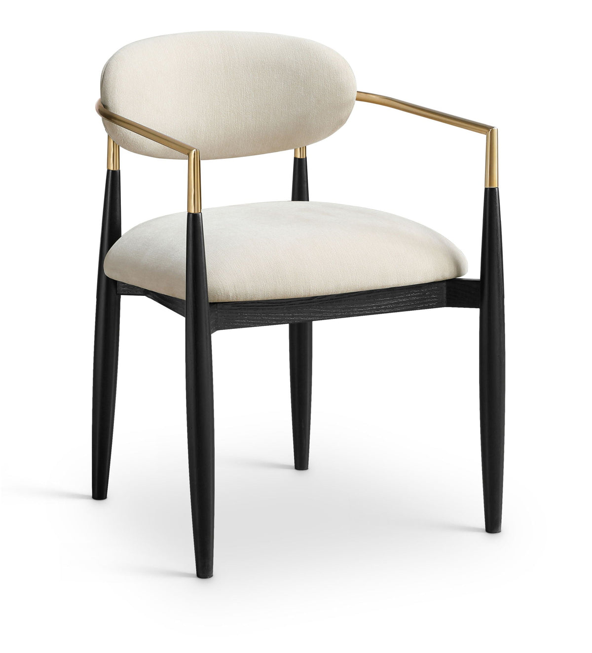 Riccio - Fabric Dining Arm Chair (Set of 2) - Black And Gold Frame