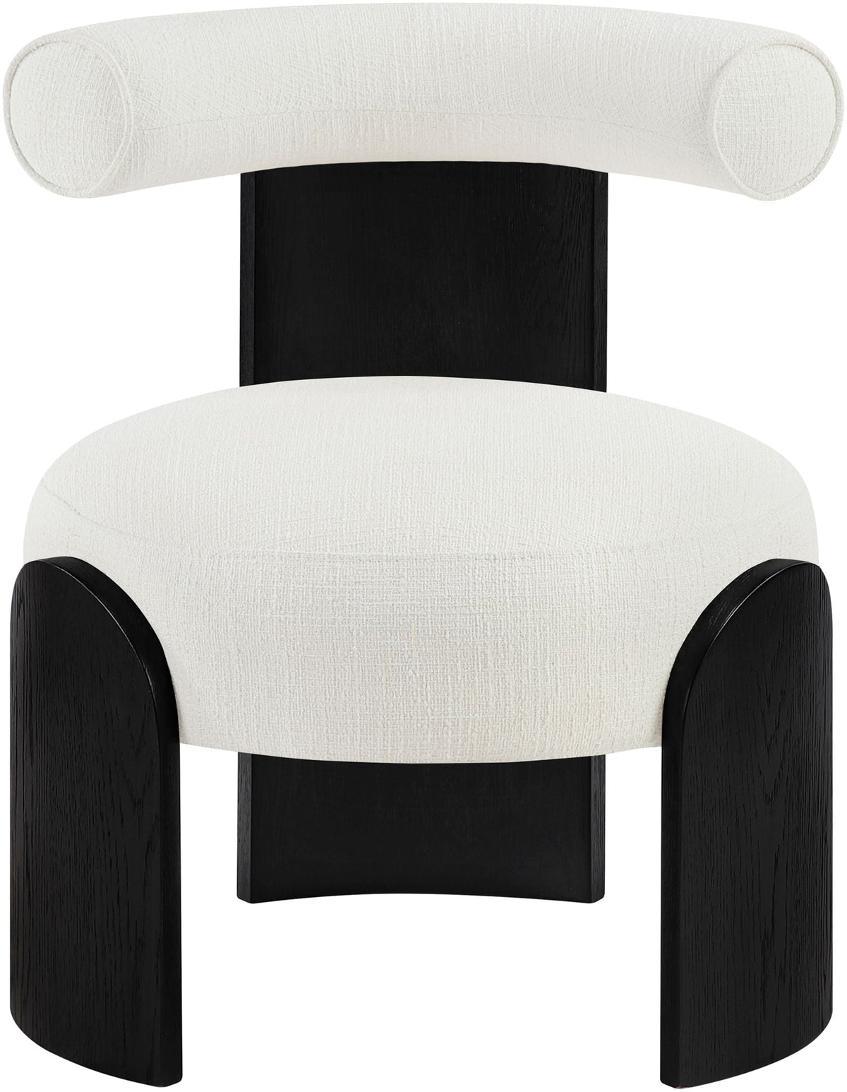 Calder - Linen Textured Fabric Upholstered Accent Chair - Painted Black Base