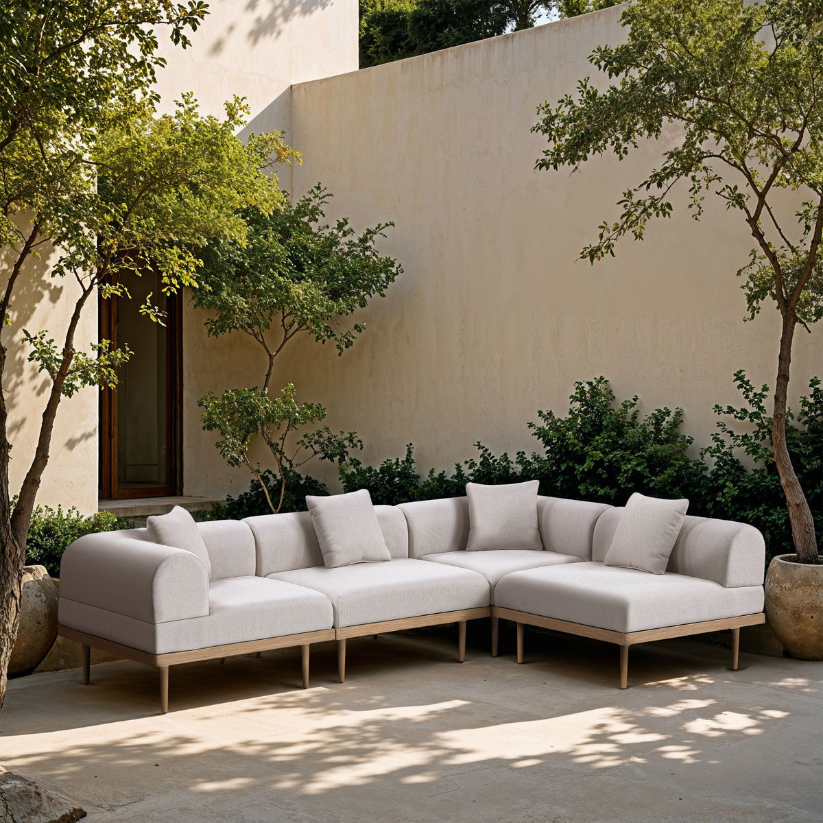 Laguna - 4 Piece 106.5" Upholstered Outdoor Patio Modular Sectional