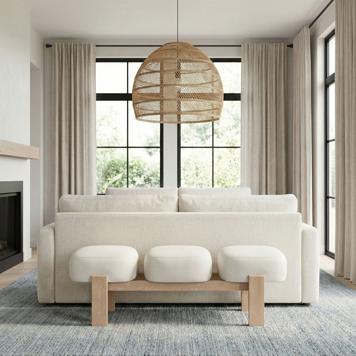 Woodcrest - Vegan Leather Upholstered Bench - Painted Natural Base