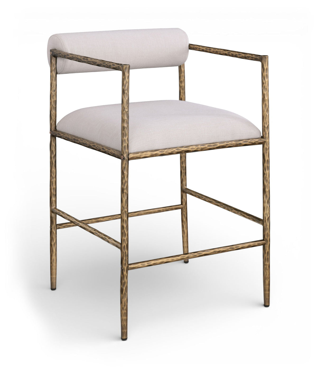 Axis - Linen Textured Beige Fabric Upholstered Counter Stool (Set of 2)