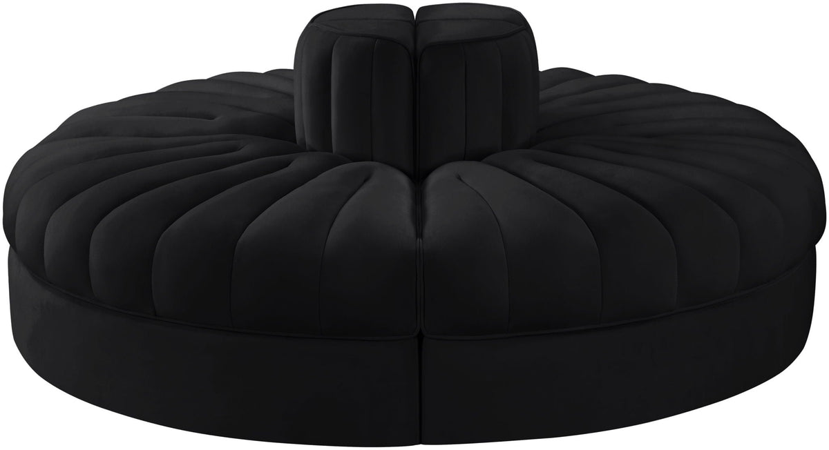 Rummi - Round Velvet Performance Fabric Upholstered 4 Piece Modular Sofa