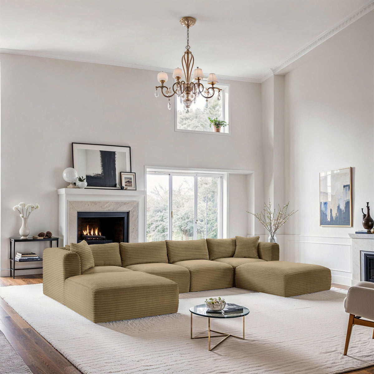 Shaggy - 6 Piece Modular Sectional With 2 Ottomans