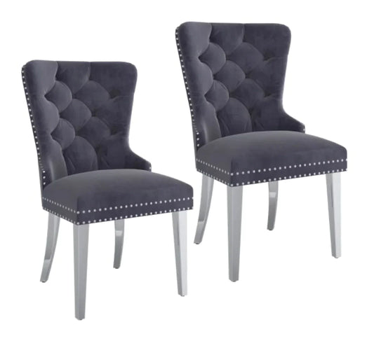 Hollis Side Chair, set of 2, in Grey - Furniture Depot