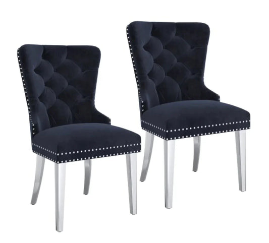 Hollis Side Chair, set of 2, in Black - Furniture Depot