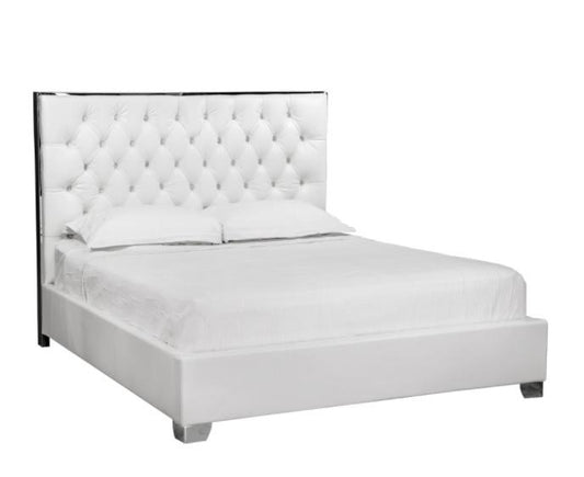 Kroma Platform Bed - White Leatherette - Furniture Depot