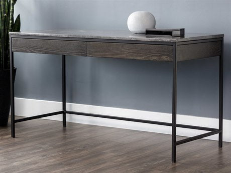 Stamos Desk Black Grey Marble / Charcoal Grey