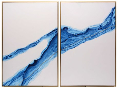 Fluidity (Set Of 2) 40" X 60" Gold Floater Frame