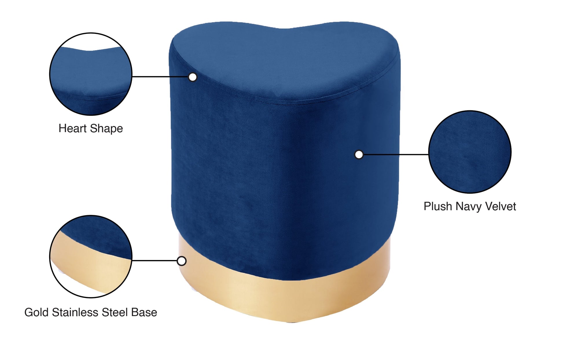 Heart Velvet Ottoman/Stool - Furniture Depot