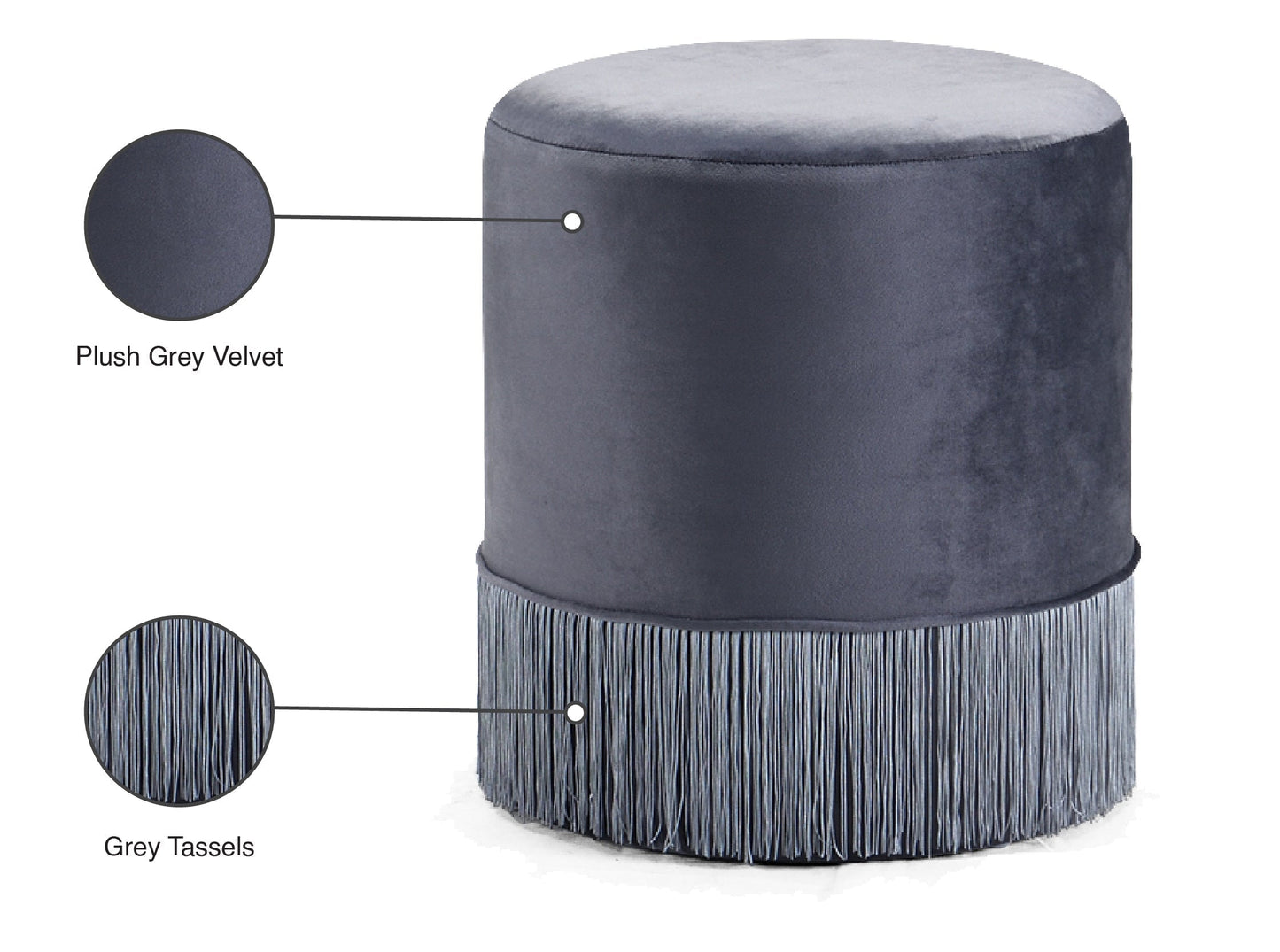 Teddy Velvet Ottoman/Stool - Furniture Depot