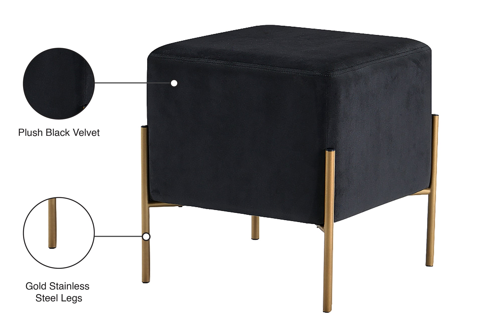 Isla Velvet Ottoman/Stool - Furniture Depot