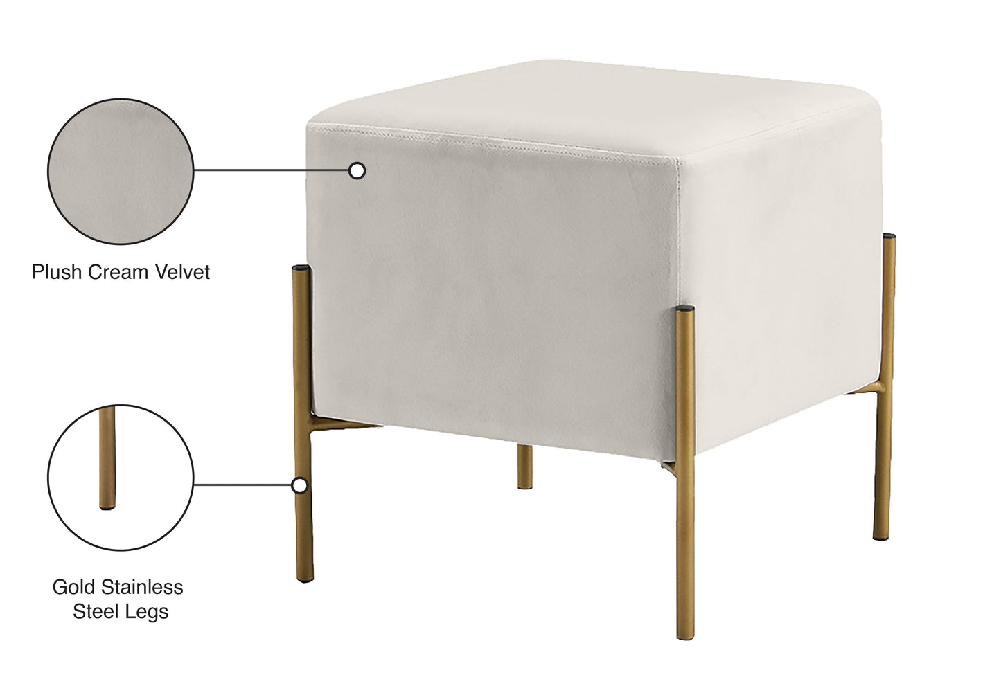 Isla Velvet Ottoman/Stool - Furniture Depot