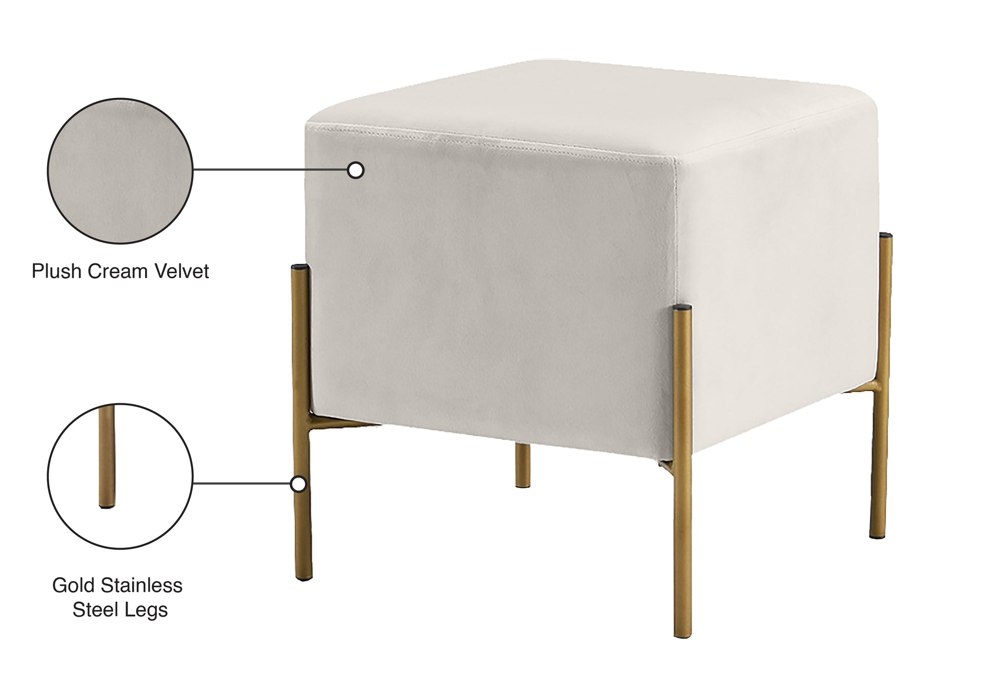 Isla Velvet Ottoman/Stool - Furniture Depot