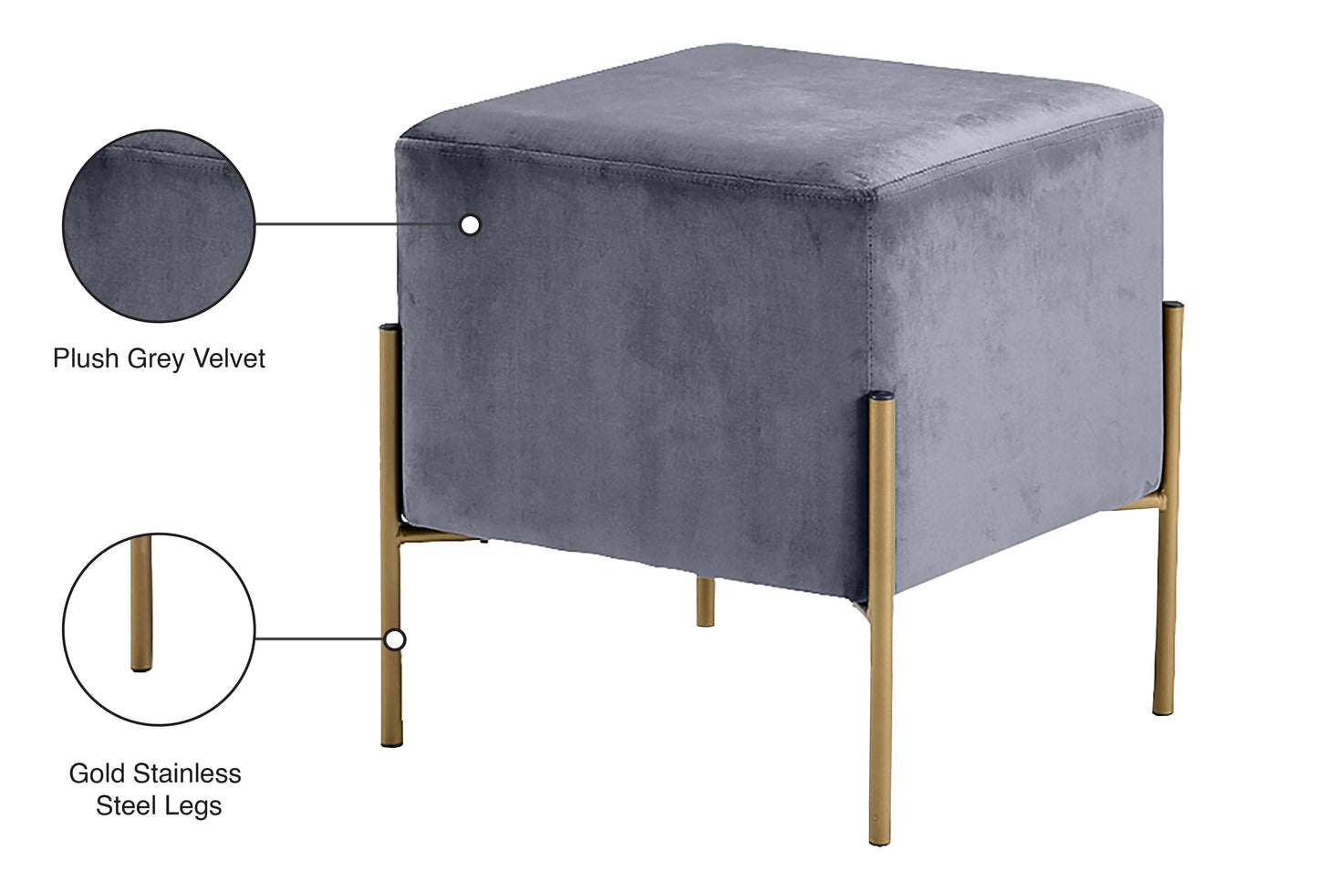 Isla Velvet Ottoman/Stool - Furniture Depot