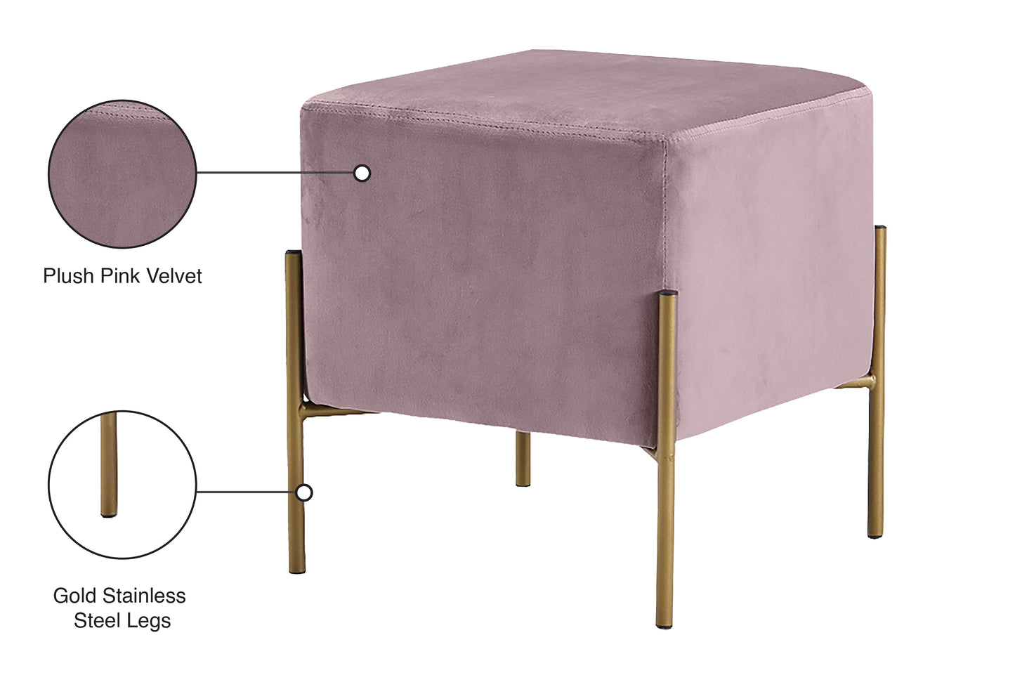 Isla Velvet Ottoman/Stool - Furniture Depot