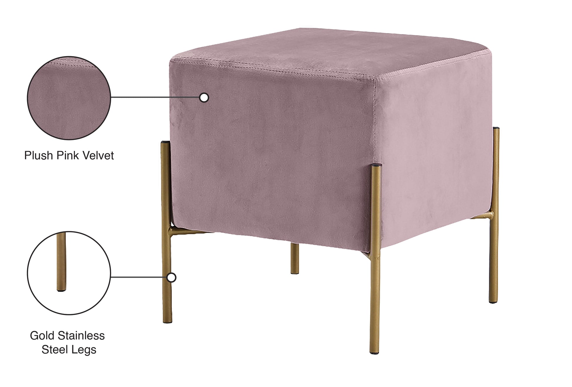 Isla Velvet Ottoman/Stool - Furniture Depot