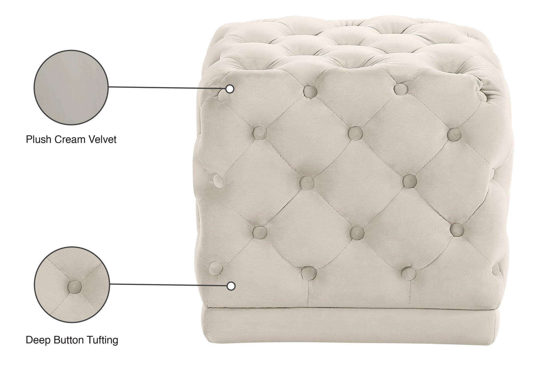 Stella Velvet Ottoman/Stool - Furniture Depot