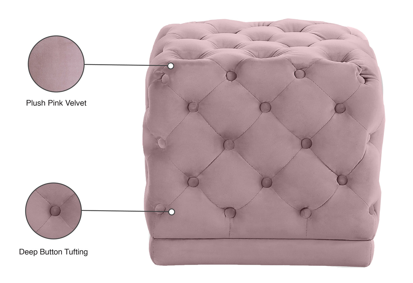 Stella Velvet Ottoman/Stool - Furniture Depot