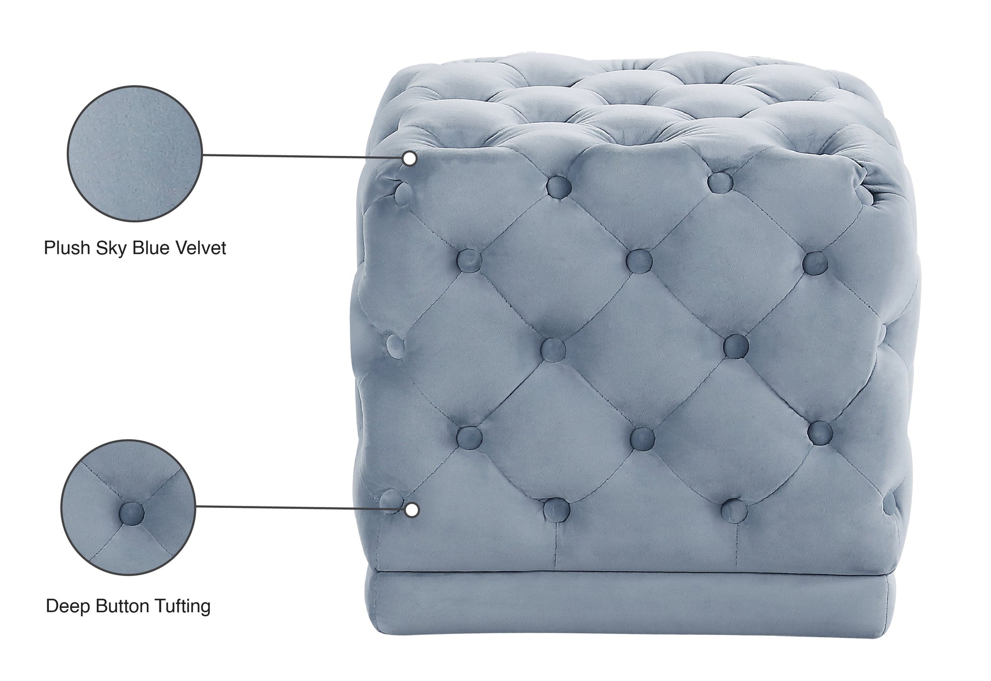 Stella Velvet Ottoman/Stool - Furniture Depot