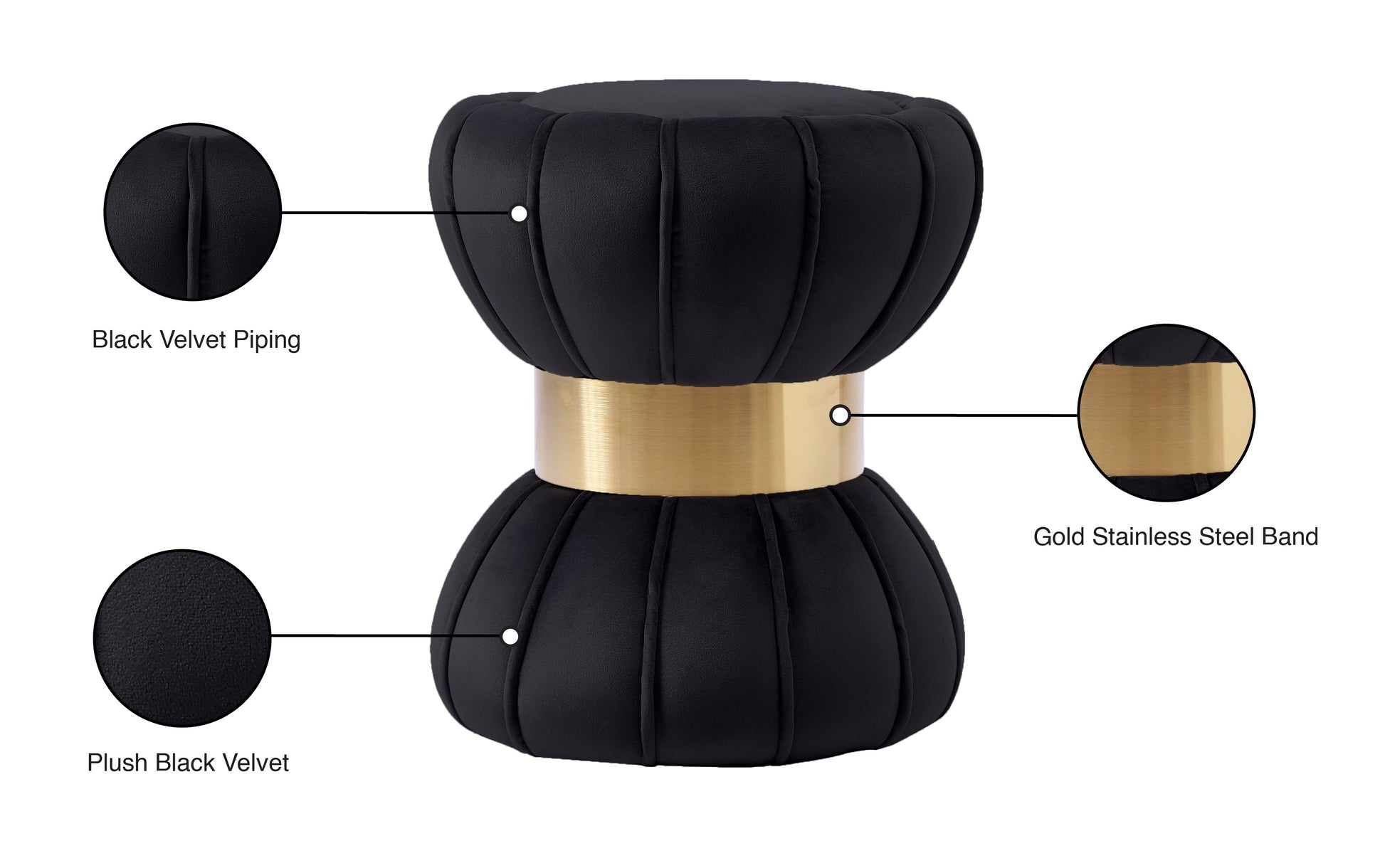 Vino Velvet Ottoman/Stool - Furniture Depot