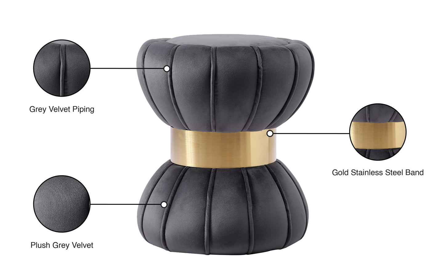 Vino Velvet Ottoman/Stool - Furniture Depot