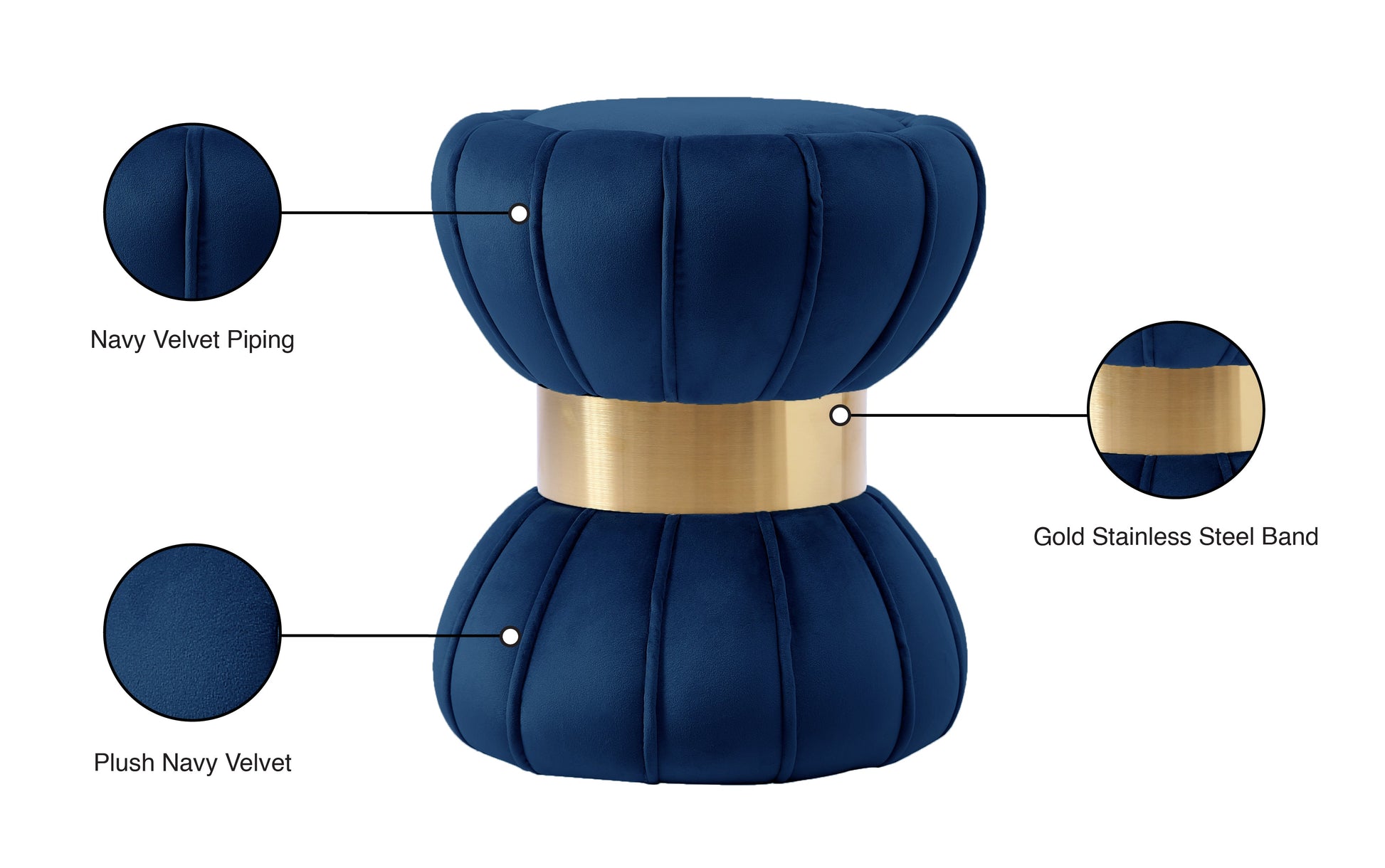 Vino Velvet Ottoman/Stool - Furniture Depot