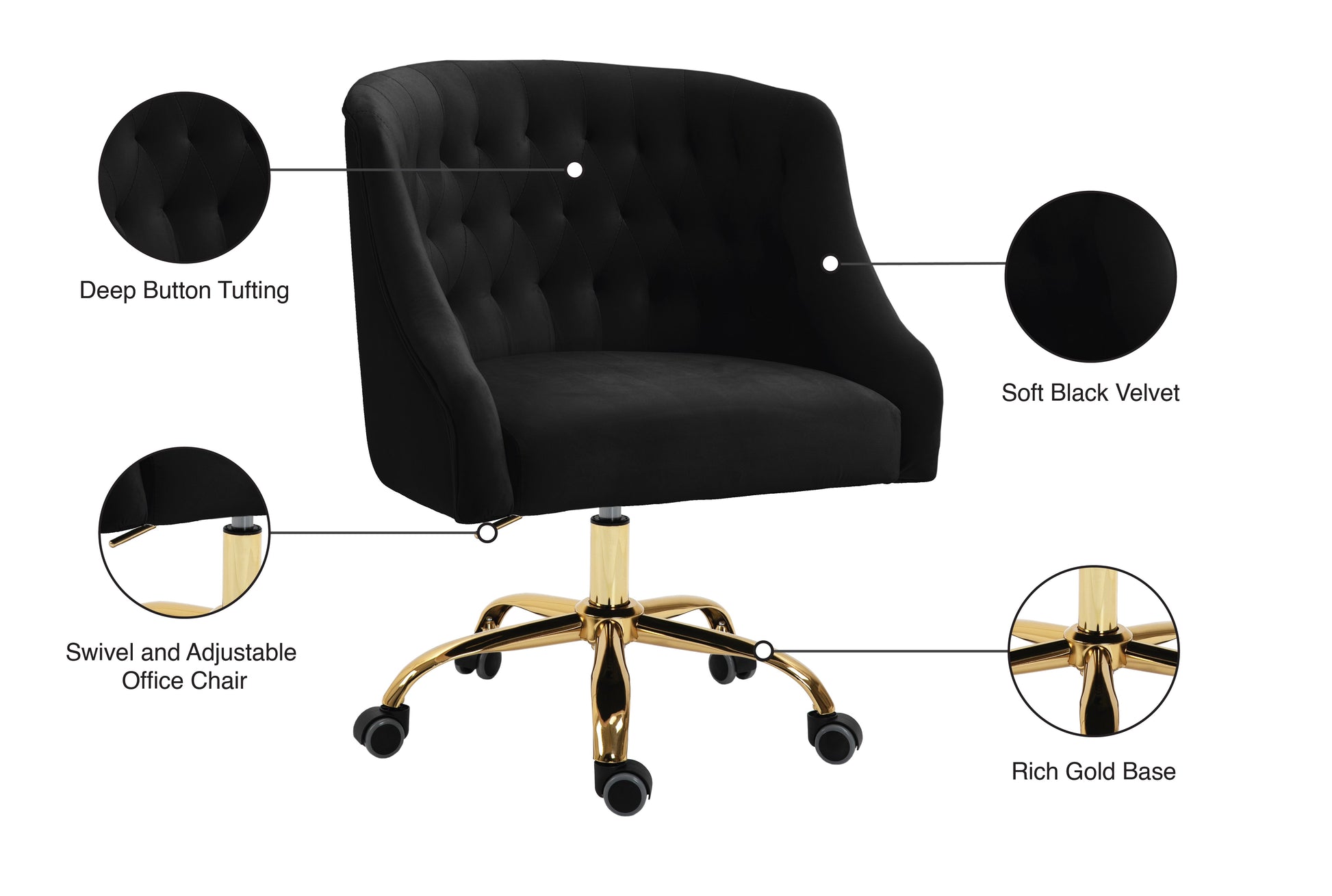 Arden Velvet Office Chair - Furniture Depot